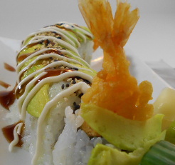 make the green dragon roll, sushi