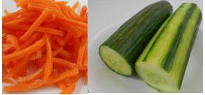 carrot and cuke ingredients for making Japanese dumplings