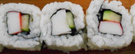 crab cuke uramaki roll sushi
