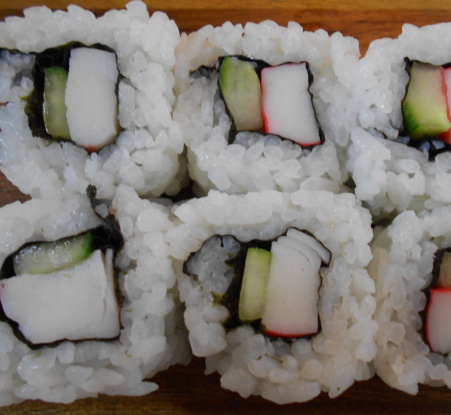 sushi menu maki rolls, crab cuke uramaki