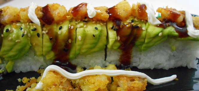 crunchie shrimp avocado roll