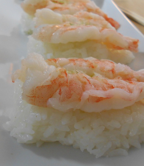 put the shrimp on the rice